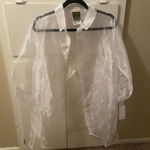 White Tulle-like Blouse.